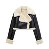 Giacca Bomber Donna in Pelle - Corta e Calda con Pelliccia