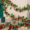 Luci di Natale a Catena - Decorazione LED di Agrifoglio e Bacche