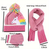 Set invernale unicorno per bambini - Caldo berretto, sciarpa e guanti