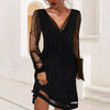 Lace Dress |Klassieke Zwarte V-Hals avondjurk voor vrouwen