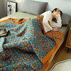 Coperta di cotone a sei strati con motivo blu - TerraLoom
