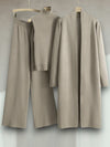 3-Delige Dames Set – Mouwloos Vest, Cardigan & Broek voor Herfststijl | Kaki