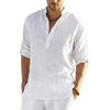 Camicia casual da uomo in lino | manica lunga arrotolabile