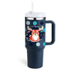 Isolierbecher mit Griff und Strohhalm, 40 oz