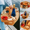 Tavolo da picnic portatile in legno per vino - 36 x 31 x 26 cm - ampia area di servizio - orologio da parete