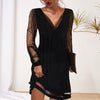 Lace Dress |Klassieke Zwarte V-Hals avondjurk voor vrouwen