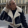 Giacca Bomber Donna in Pelle - Corta e Calda con Pelliccia