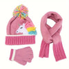 Set invernale unicorno per bambini - Caldo berretto, sciarpa e guanti