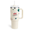Isolierbecher mit Griff und Strohhalm, 40 oz
