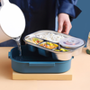 Thermo-Lunchbox aus Edelstahl – Innenraum aus Edelstahl – 3 oder 4 Fächer mit Suppenschüssel – Wanduhr