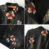 Leren jack met bloemenprint en borduurwerk