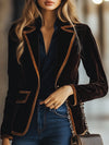 Blazer voor dames | Losse pasvorm, kleurblokfluweel | Stijlvol 0