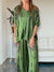Casual Dames Outfit van Satijn met Ronde Hals en Korte Mouwen – Verkrijgbaar in Diverse Kleuren - Groen