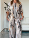Casual Dames Outfit van Satijn met Ronde Hals en Korte Mouwen – Verkrijgbaar in Diverse Kleuren - Wit C