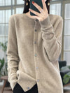 Cosy Wool Cardigan voor Comfort en Stijl – Elegante Pasvorm, Neutrale Kleur, Relaxed Fit, Geschikt voor Herfst en Winter | Kaki