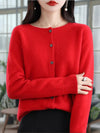 Cosy Wool Cardigan voor Comfort en Stijl – Elegante Pasvorm, Neutrale Kleur, Relaxed Fit, Geschikt voor Herfst en Winter | Rood