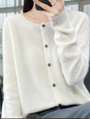 Cosy Wool Cardigan voor Comfort en Stijl – Elegante Pasvorm, Neutrale Kleur, Relaxed Fit, Geschikt voor Herfst en Winter | Wit