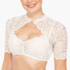 Dames Blouse Korte Mouw, Fijn Kant, Hoge Kraag | Kort Gesneden 0