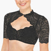Dames Blouse Korte Mouw, Fijn Kant, Hoge Kraag | Kort Gesneden 5