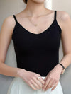 Dames Top Naadloze V-hals Camisole – Ademend, Verstelbare Spaghetti-Riemen, Lichtgewicht en Comfortabel Zwart 3