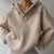 Dames gebreide trui met V-hals | Trenchcoat met normale pasvorm | Beige