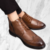 Danton | Klassieke heren snörboots met decoratief snijwerk en veilige anti-slip zool-bruin