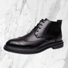 Danton | Klassieke heren snörboots met decoratief snijwerk en veilige anti-slip zool-zwart2