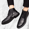 Danton | Klassieke heren snörboots met decoratief snijwerk en veilige anti-slip zool-zwart3