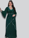 Elegante Lange Jurk Dames met Lange Mouwen en Riem - Vloerlange Maxi Jurk voor Formele Gelegenheden - Groen