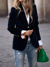 Fluwelen blazer voor dames | Getailleerde pasvorm, gouden knoopaccenten 1