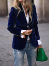 Fluwelen blazer voor dames | Getailleerde pasvorm, gouden knoopaccenten 2