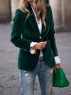 Fluwelen blazer voor dames | Getailleerde pasvorm, gouden knoopaccenten 3