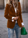 Fluwelen blazer voor dames | Getailleerde pasvorm, gouden knoopaccenten 5