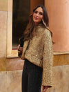 Zavando - Loose Fit - Goud - Pailletten-Bomberjacke - Oversized Jas