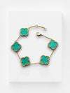 Gouden Armband met Klavertje Vier – Elegante en Duurzame Accessoire met Witte Inlegstukken | Groen