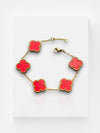 Gouden Armband met Klavertje Vier – Elegante en Duurzame Accessoire met Witte Inlegstukken | Rood