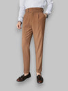 Heren Broeken Slim Fit van 100% Linnen met Ongezoomde Hem en Hoge Taille - Bruin 2
