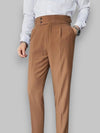 Heren Broeken Slim Fit van 100% Linnen met Ongezoomde Hem en Hoge Taille - Bruin 3