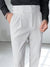 Heren Broeken Slim Fit van 100% Linnen met Ongezoomde Hem en Hoge Taille - Wit