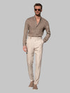 Heren Broeken Slim Fit van 100% Linnen met Ongezoomde Hem en Hoge Taille 