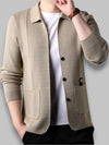 Heren Gebreide Jas met Lange Mouwen en Revers – Comfortabele Tussenjas voor Herfst in Beige, Grijs, Zwart