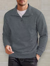Heren Kwart Zip Pullover Sweater met Lange Mouwen – Ademend en Comfortabel voor Herfst en Winter - Grijs