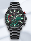 Heren Quartz Horloge met Roestvrijstalen Band en Multifunctionele Wijzerplaat – Stijlvol Mannen Horloge voor Elke Gelegenheid - Groen