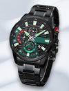 Heren Quartz Horloge met Roestvrijstalen Band en Multifunctionele Wijzerplaat – Stijlvol Mannen Horloge voor Elke Gelegenheid - Groen A