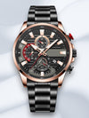 Heren Quartz Horloge met Roestvrijstalen Band en Multifunctionele Wijzerplaat – Stijlvol Mannen Horloge voor Elke Gelegenheid - Zwart