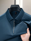 Heren Shirt Halfzip Revers – Casual en Comfortabel met Korte Mouwen - Blauw