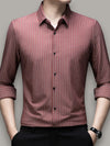Klassiek GestreeptHeren Shirt met ComfortabelePasvorm - Rood