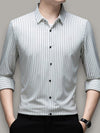 Klassiek GestreeptHeren Shirt met ComfortabelePasvorm - Wit