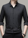 Klassiek GestreeptHeren Shirt met ComfortabelePasvorm - Zwart