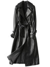 ElegantWear - Trenchcoat lungo in pelle da donna